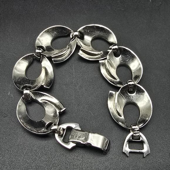 Tara Silver Tone Bracelet Vintage Jewelry Circle Open Links - Picture 3 of 10